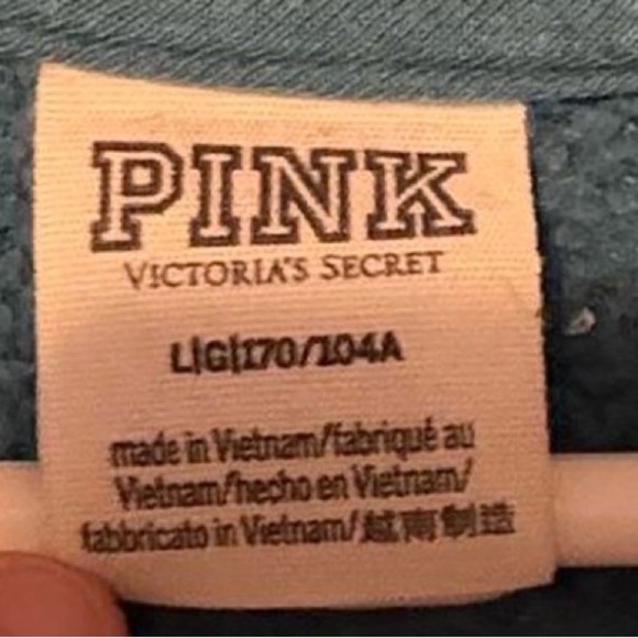 PINK Victoria’s Secret Teal Half-Zip Cozy Sherpa Pullover Women’s Size L - Picture 2 of 2